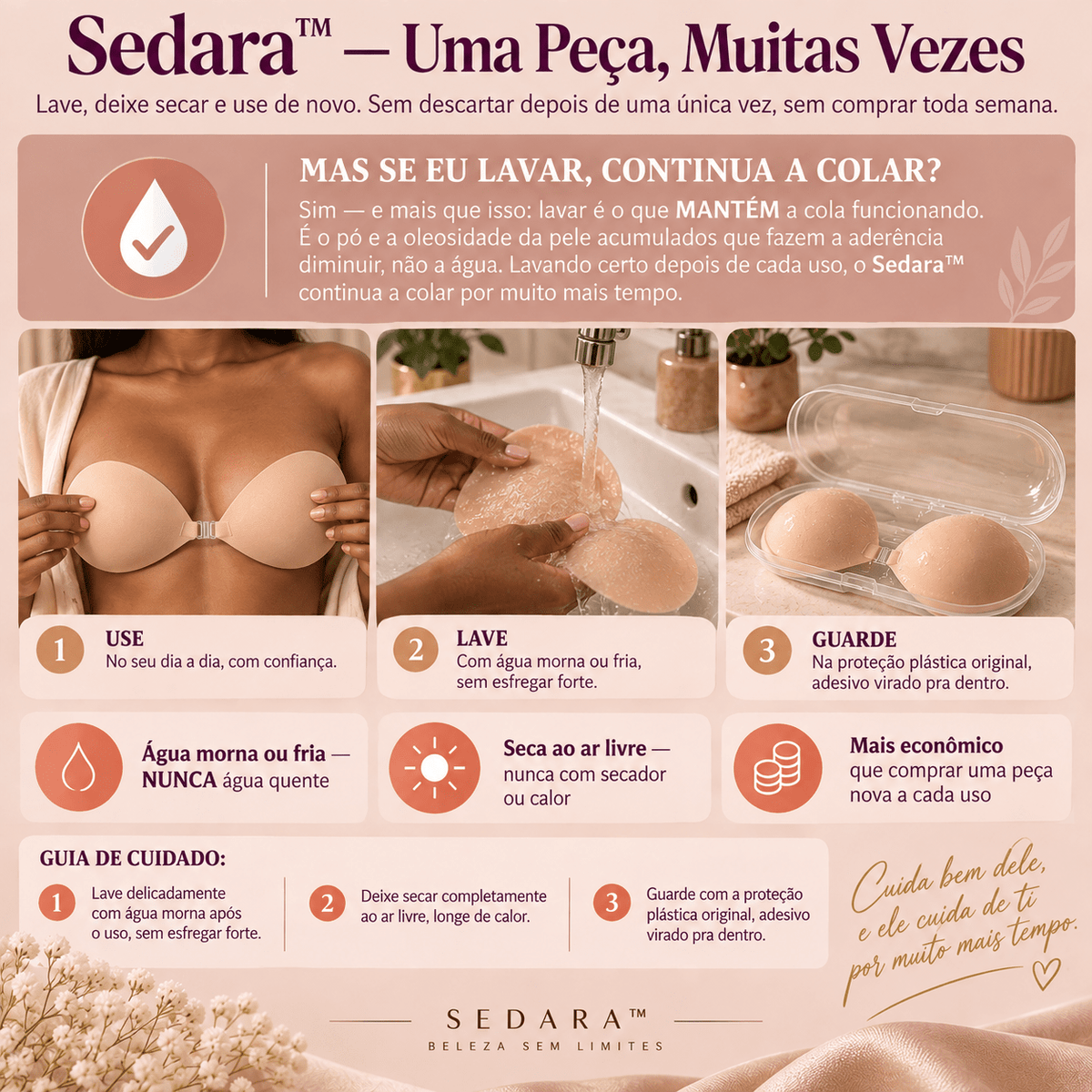 Sedara™ — Sutiã Adesivo de Silicone: Cola na Pele, Sem Alças, e Realça os Seios Sutiã Auriva