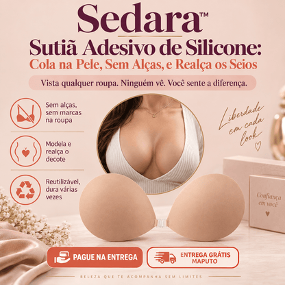 Sedara™ — Sutiã Adesivo de Silicone: Cola na Pele, Sem Alças, e Realça os Seios Sutiã Auriva