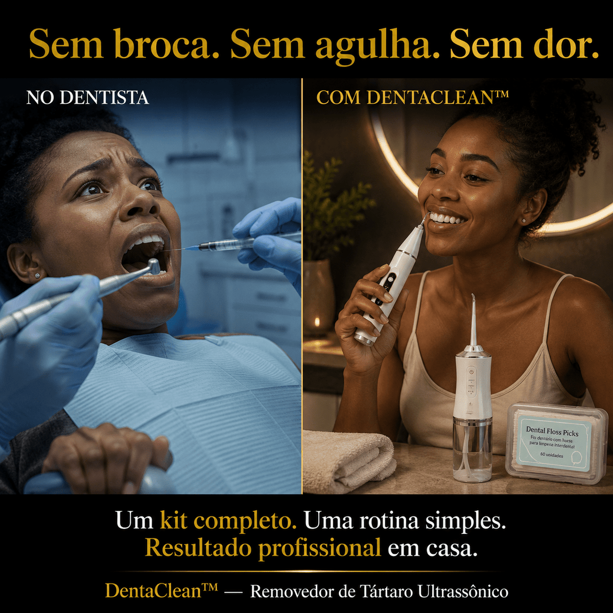 DentaClean™ — Removedor de Tártaro Ultrassônico + Bônus Exclusivo: Irrigador Bucal e Fio Dentário Auriva🇲🇿