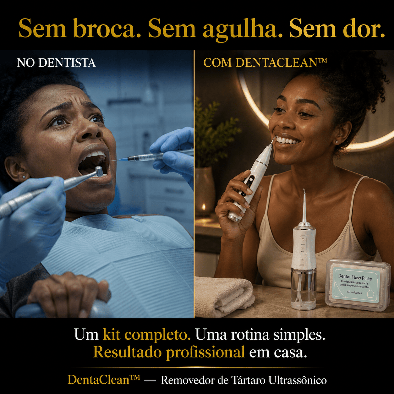 DentaClean™ — Removedor de Tártaro Ultrassônico + Bônus Exclusivo: Irrigador Bucal e Fio Dentário Auriva🇲🇿