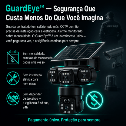 GuardEye™ — Câmera Solar Tripla de Vigilância 24h, Sem Fios, Sem Energia Elétrica Câmeras de Segurança Auriva