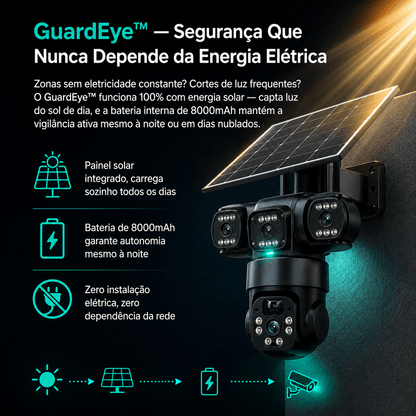 GuardEye™ — Câmera Solar Tripla de Vigilância 24h, Sem Fios, Sem Energia Elétrica Câmeras de Segurança Auriva