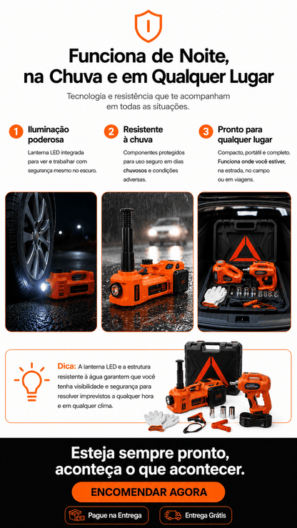 LiftMax™ — Kit 5T Completo: Levanta o Carro, Solta os Parafusos e Calibra o Pneu Ferramentas Automotivas Auriva