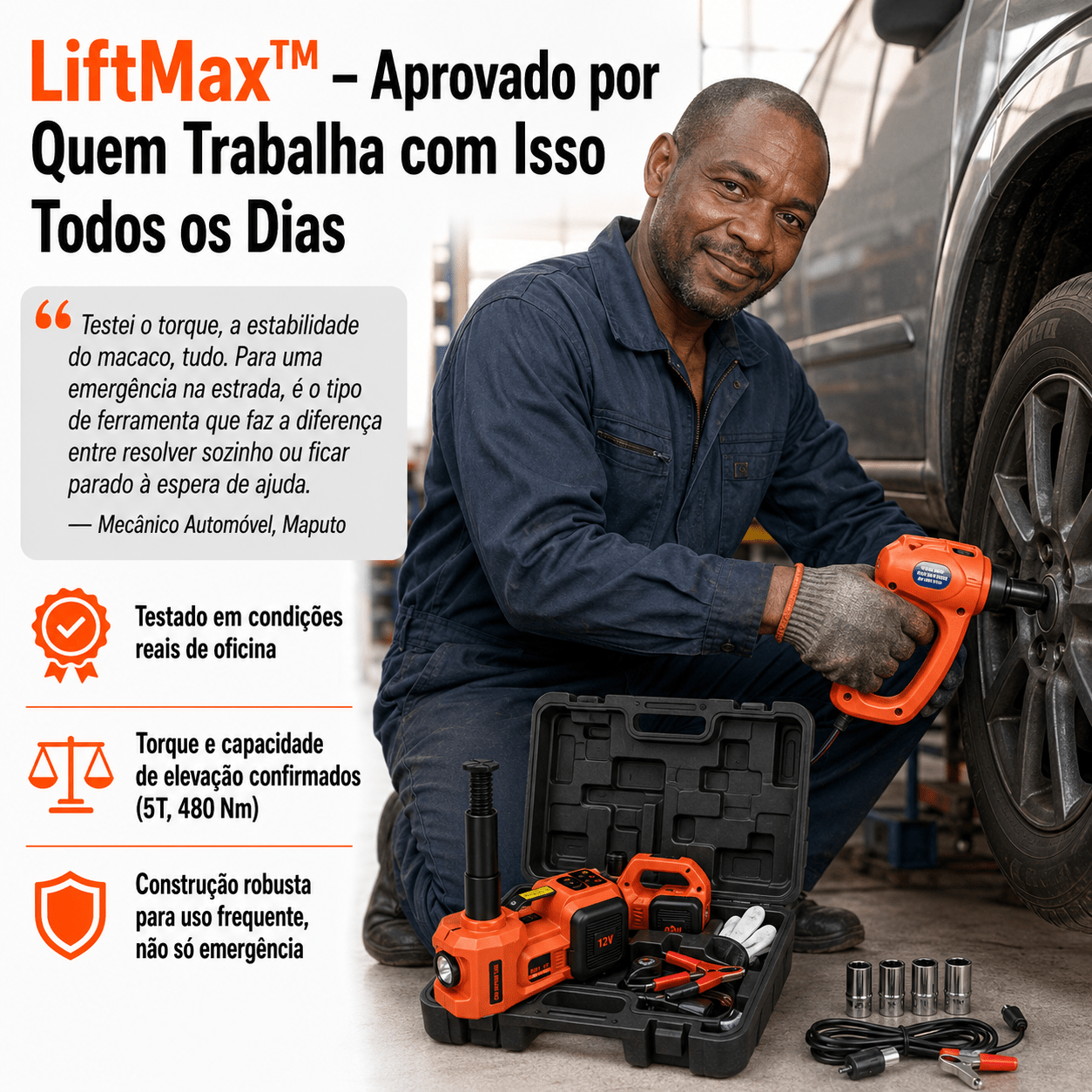 LiftMax™ — Kit 5T Completo: Levanta o Carro, Solta os Parafusos e Calibra o Pneu Ferramentas Automotivas Auriva