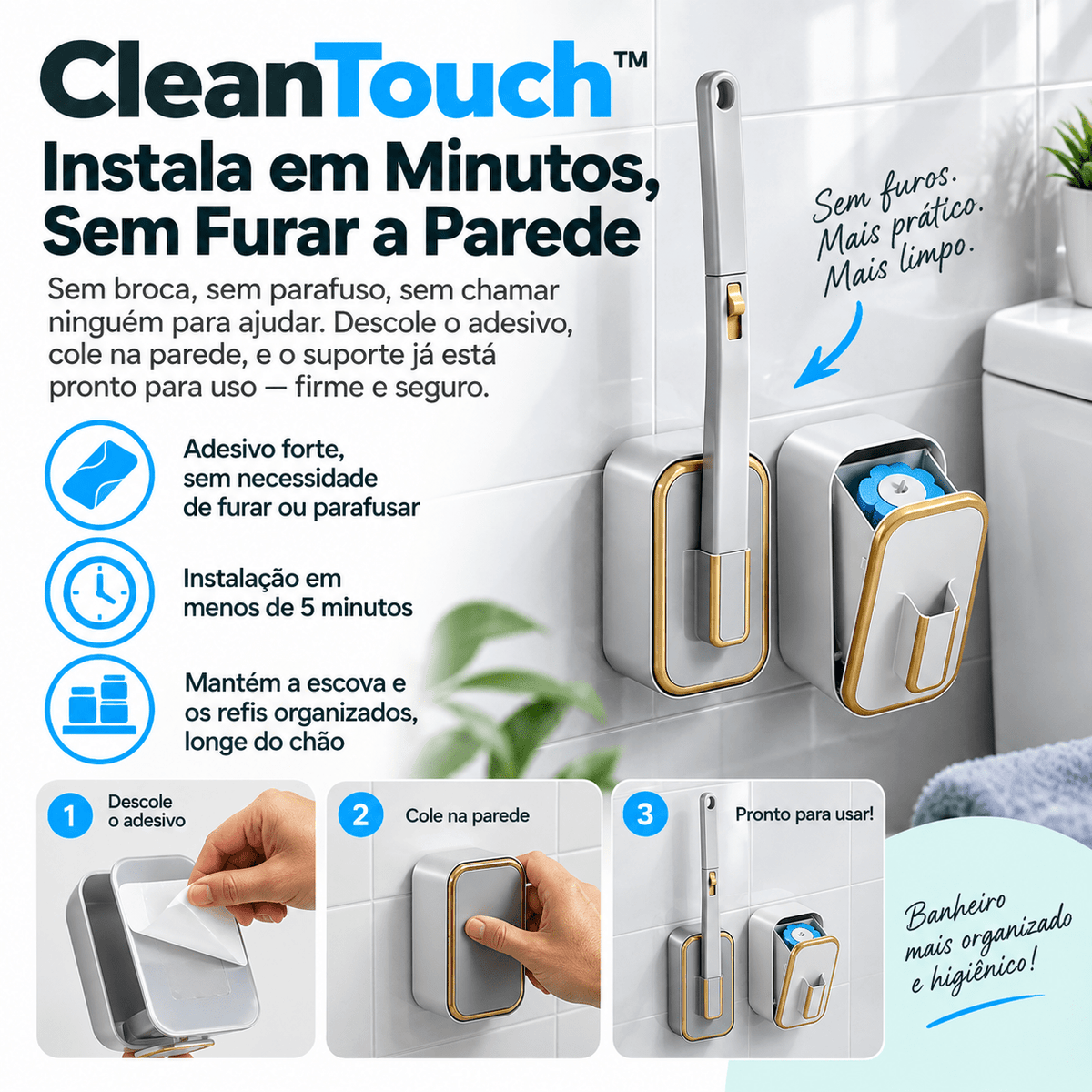 CleanTouch™ — Limpa o Vaso Sanitário e Descarta a Sujeira, Sem Você Tocar em Nada Auriva🇲🇿