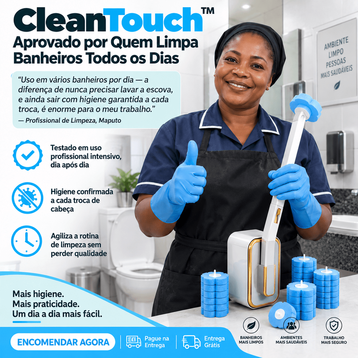 CleanTouch™ — Limpa o Vaso Sanitário e Descarta a Sujeira, Sem Você Tocar em Nada Auriva🇲🇿