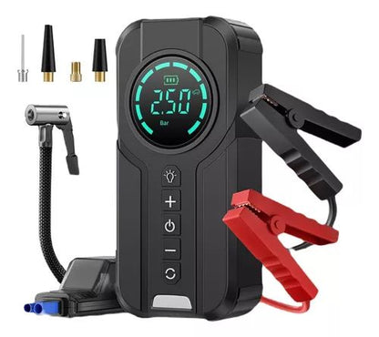 RescuePro™ — Dispositivo de Emergência 4 em 1 – Arranque, Compressor, Lanterna e Powerbank